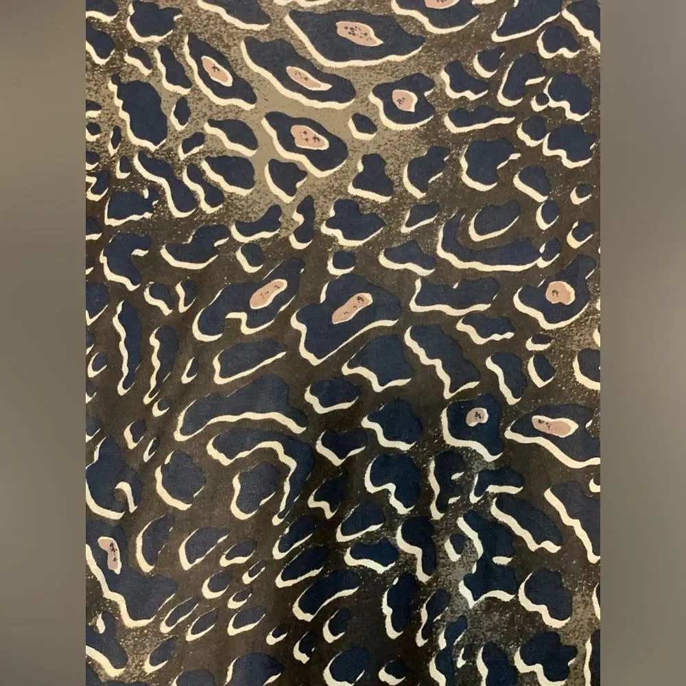 Like New Tory Burch Animal Cat Print Long Sleeve 100% Pima Cotton Top Size XL